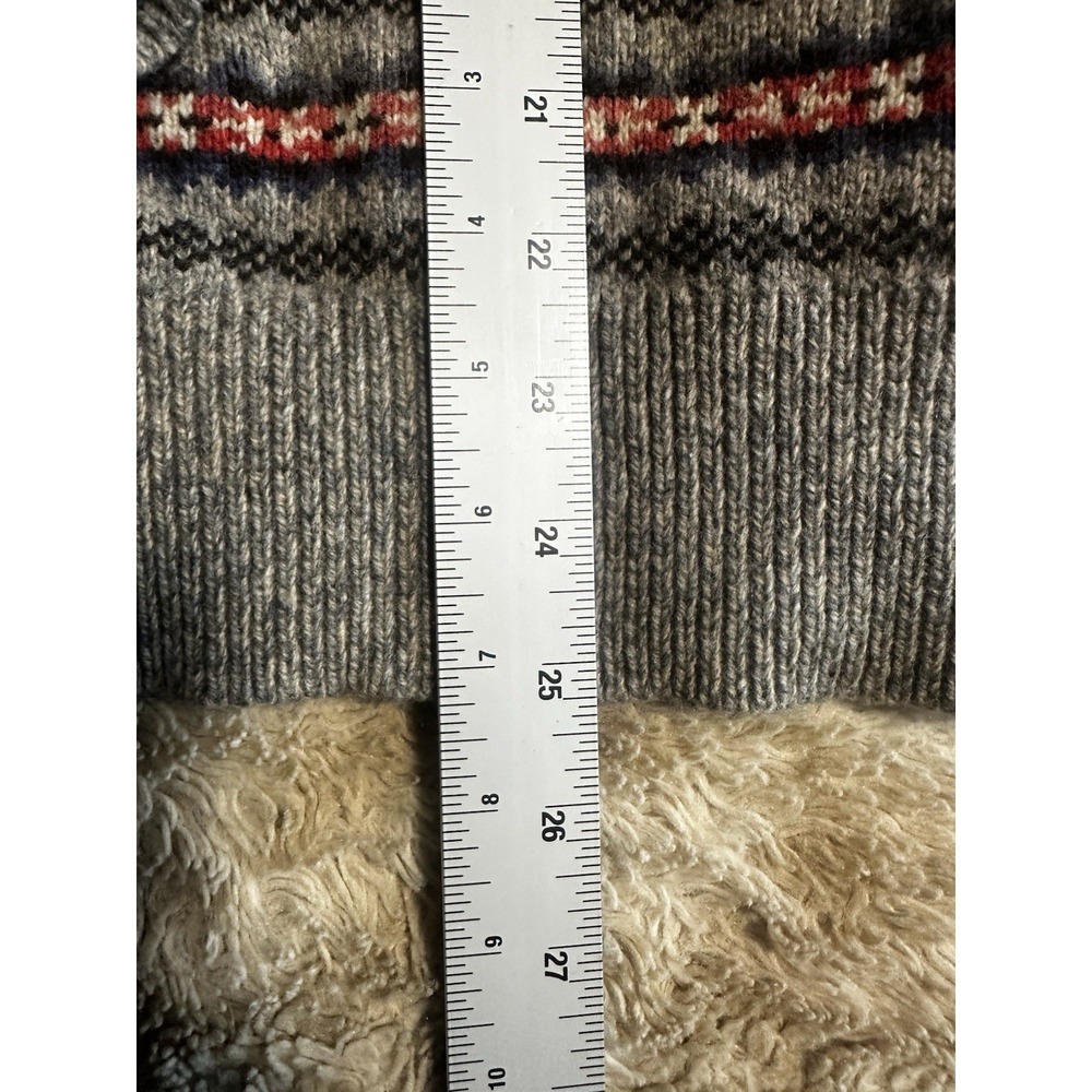 Brooks Brothers Mens XS Gray Fair Isle Border Crewneck Sweater Heathered Knit - Picture 3 of 6